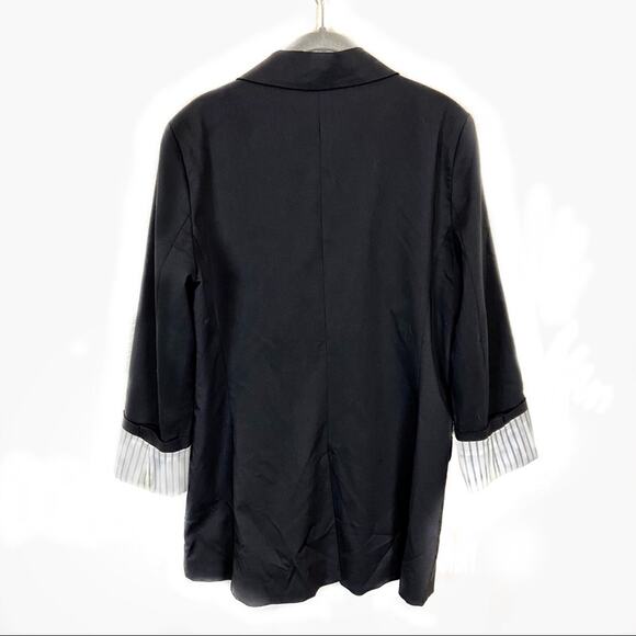 Allen Schwartz Blazer Women Size 8 Vintage 90’s Black Stretch Luxury Denim USA - Picture 2 of 12